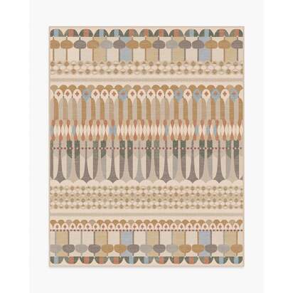 Brasilia Ochre Multicolour Flatwoven Rug by Jonathan Adler - 245 x 305 cm - Rug + Pad System