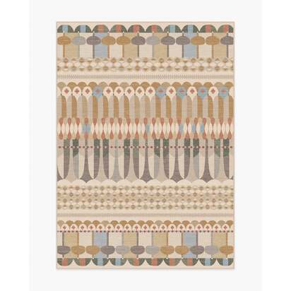 Brasilia Ochre Multicolour Flatwoven Rug by Jonathan Adler - 150 x 215 cm - Rug + Cushioned Pad System