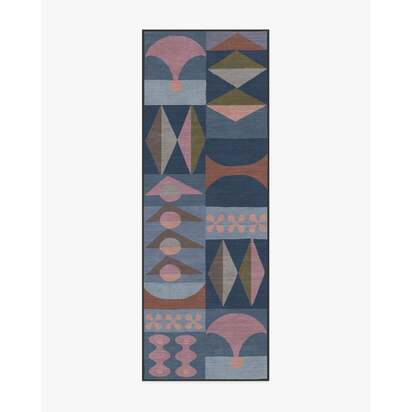 Rio Navy Flatwoven Rug by Jonathan Adler - 200 x 290 cm - Rug + Cushioned Pad System