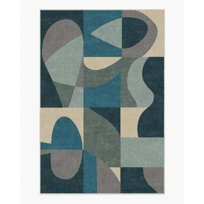 Philippe Blue Flatwoven Rug by Jonathan Adler - 200 x 290 cm - Rug + Cushioned Pad System