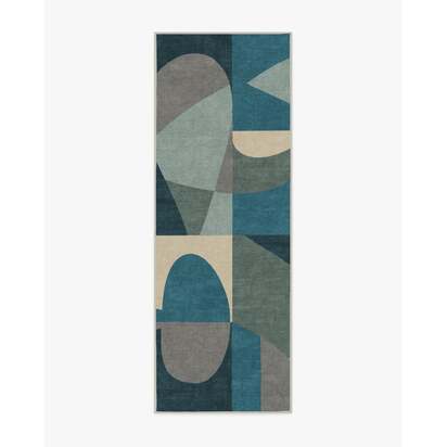 Philippe Blue Flatwoven Rug by Jonathan Adler - 200 x 290 cm - Rug + Cushioned Pad System