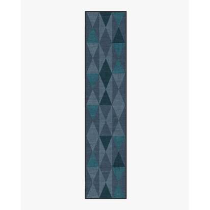 Pennant Blue Flatwoven Rug by Jonathan Adler - 75 x 365 cm - Rug + Pad System