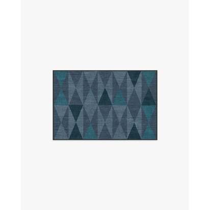 Pennant Blue Flatwoven Rug by Jonathan Adler - 60 x 90 cm - Rug + Cushioned Pad System