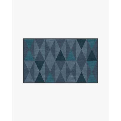 Pennant Blue Flatwoven Rug by Jonathan Adler - 90 x 150 cm - Rug + Cushioned Pad System