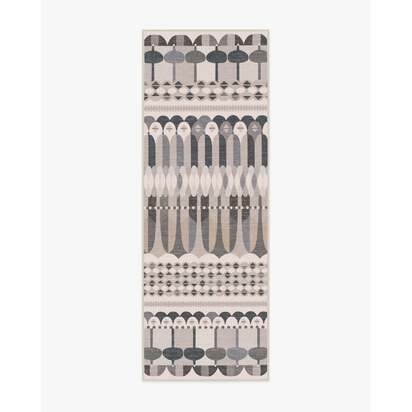 Brasilia Grey Flatwoven Rug by Jonathan Adler - 75 x 365 cm - Rug + Pad System