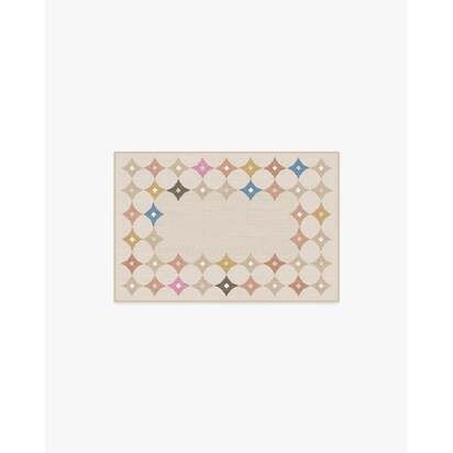 Marquise Border Natural Flatwoven Rug by Jonathan Adler - 60 x 90 cm - Rug + Pad System