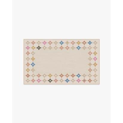 Marquise Border Natural Flatwoven Rug by Jonathan Adler - 90 x 150 cm - Rug + Pad System