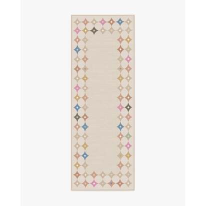 Marquise Border Natural Flatwoven Rug by Jonathan Adler - 75 x 215 cm - Rug + Cushioned Pad System