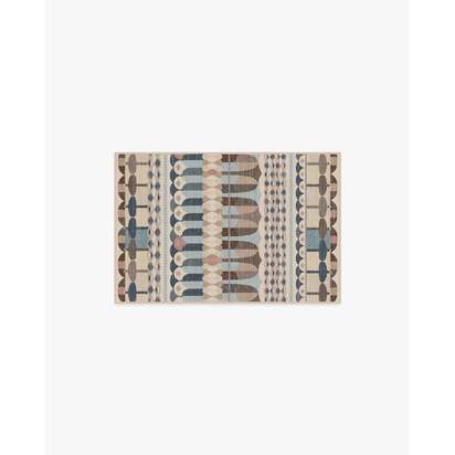 Brasilia Slate Blue Multicolour Flatwoven Rug by Jonathan Adler - 60 x 90 cm - Rug + Pad System