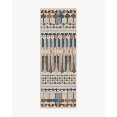 Brasilia Slate Blue Multicolour Flatwoven Rug by Jonathan Adler - 60 x 90 cm - Rug + Pad System