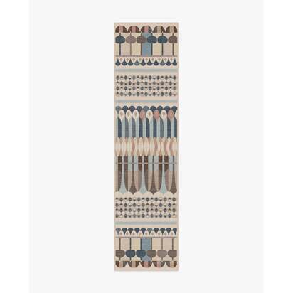 Brasilia Slate Blue Multicolour Flatwoven Rug by Jonathan Adler - 75 x 305 cm - Rug + Pad System