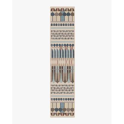 Brasilia Slate Blue Multicolour Flatwoven Rug by Jonathan Adler - 75 x 365 cm - Rug + Pad System