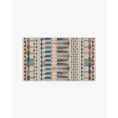 Brasilia Slate Blue Multicolour Flatwoven Rug by Jonathan Adler - 90 x 150 cm - Rug + Pad System