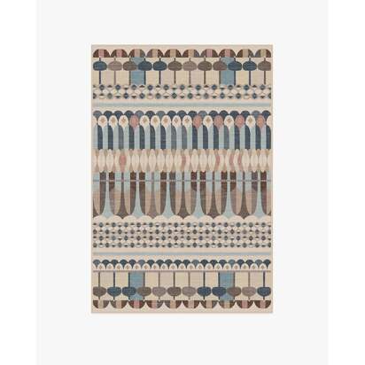 Brasilia Slate Blue Multicolour Flatwoven Rug by Jonathan Adler - 120 x 185 cm - Rug + Pad System