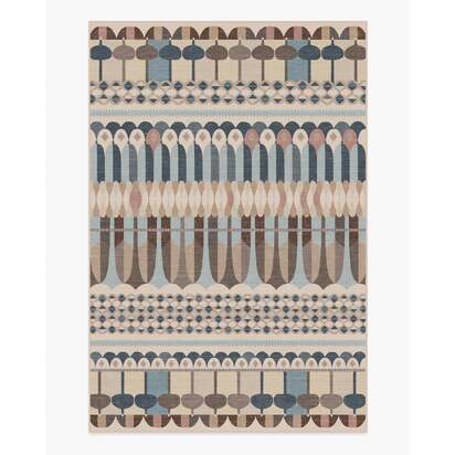 Brasilia Slate Blue Multicolour Flatwoven Rug by Jonathan Adler - 200 x 290 cm - Rug + Pad System