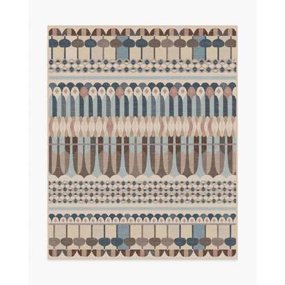 Brasilia Slate Blue Multicolour Flatwoven Rug by Jonathan Adler - 245 x 305 cm - Rug + Pad System