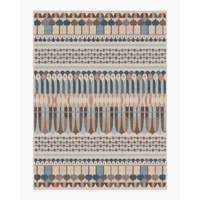 Brasilia Slate Blue Multicolour Flatwoven Rug by Jonathan Adler - 275 x 365 cm - Rug + Pad System