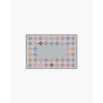 Marquise Border Grey Flatwoven Rug by Jonathan Adler - 60 x 90 cm - Rug + Cushioned Pad System