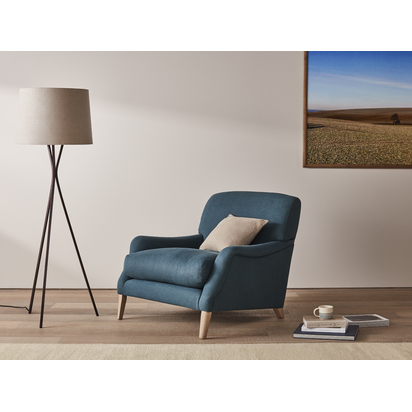 Loaf | Chin Chin | Accent Chair | Pink Velvet | Handmade | Comfy & Built to Last | Reading Chairs For Lounges & Bedrooms | Jam Sandwich | Legs Dark Oak