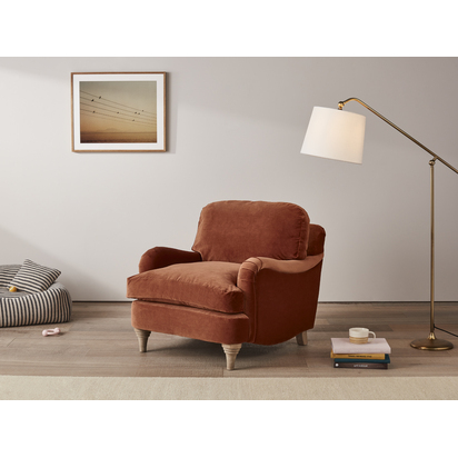 Loaf | Jonesy | Armchair | Yellow Velvet | Handmade | Comfy & Built to Last | Reading Chairs For Lounges & Bedrooms | Honey Pot | Legs Dark Oak