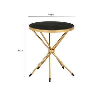 Soleyana Black Marble Top and Gold Round Side Table