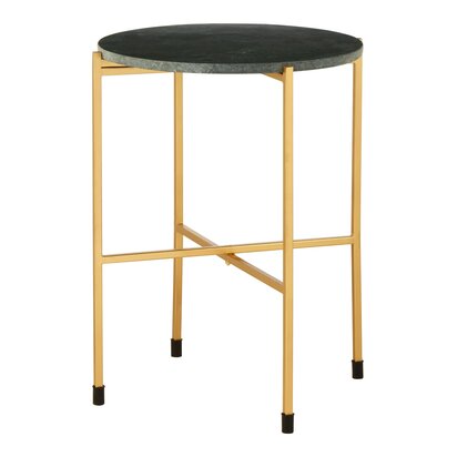 Soleyana Large Green Marble Top and Gold Round Side Table
