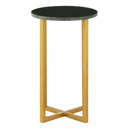 Soleyana Green Marble And Gold Round Side Table