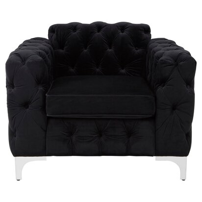 Unabury Black Velvet Modern Chesterfield Chair