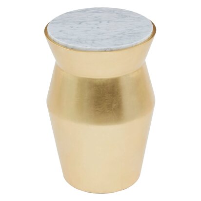 Brierwick Gold and Marble Tall Drum Side Table