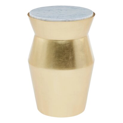 Brierwick Gold and Marble Tall Drum Side Table