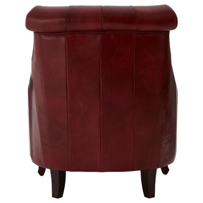 Theoinelle Deep Red Leather Lounge Chair with Tufted Back