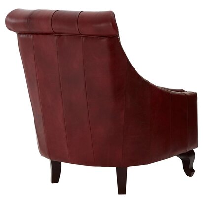 Theoinelle Deep Red Leather Lounge Chair with Tufted Back
