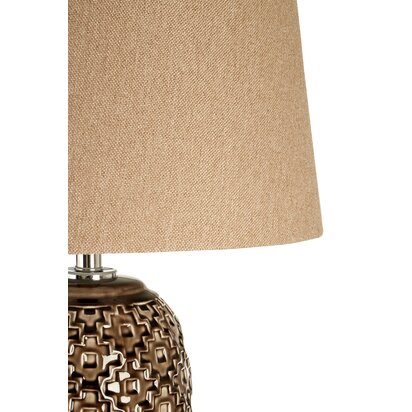 Leoerora Table Lamp With Brown Linen Shade