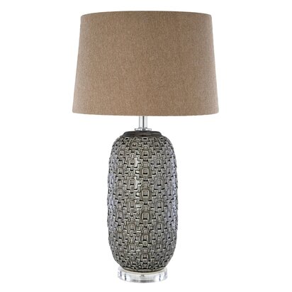 Leoerora Table Lamp With Brown Linen Shade