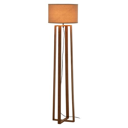 Oakenmont Wooden Floor Lamp with Light Brown Shade