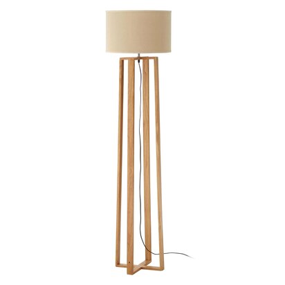 Oakenmont Wooden Floor Lamp with Light Brown Shade