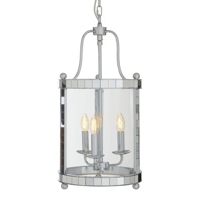 Rosisfield Townhouse 3 Bulb Chrome and Glass Pendant Light