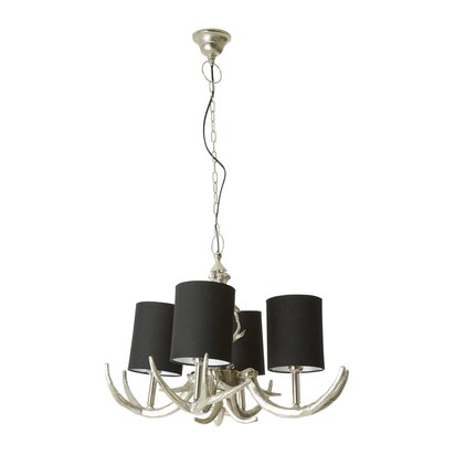 Renarmont Nickel Finish and Black 4 Shade Chandelier