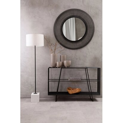 Murdoch Natural Linen Shade With White Marble Base Floor Lamp
