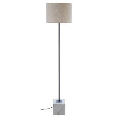 Murdoch Natural Linen Shade With White Marble Base Floor Lamp