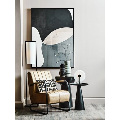 Glenerton BlackFinish Floor Lamp with White Shade