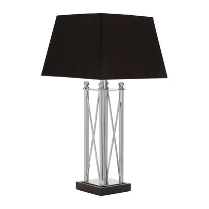 Verorden Nickel Finish and Black Shade Table Lamp