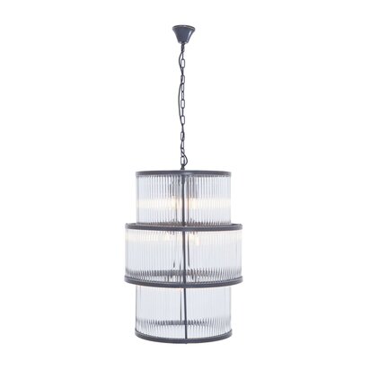 Delamont Black Finish 3 Tiered Glass Chandelier
