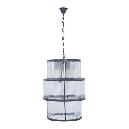 Delamont Black Finish 3 Tiered Glass Chandelier
