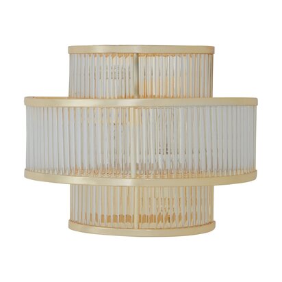 Delamont 3 tier glass wall light with warm metallic iron frame