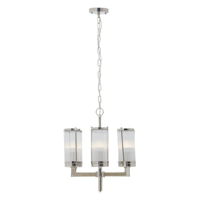 Eveyhurst Glass and Nickel Finish 6 Arm Pendant Light