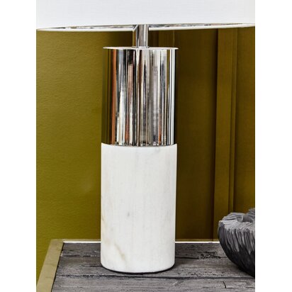 Calodale Marble Base Table Lamp with Ivory Shade