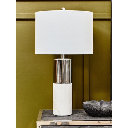 Calodale Marble Base Table Lamp with Ivory Shade