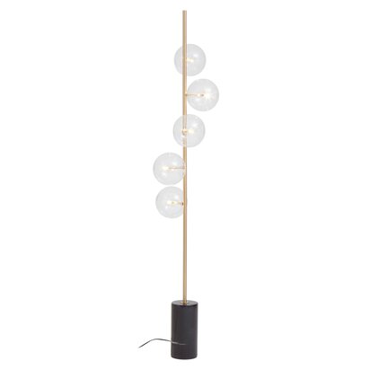 Brienwod Black Marble and Brass 5 Bulb Floor Lamp