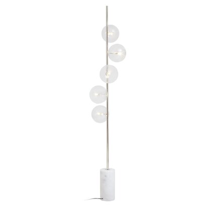 Brienwod White Marble and Nickel Finish 5 Bulb Floor Lamp
